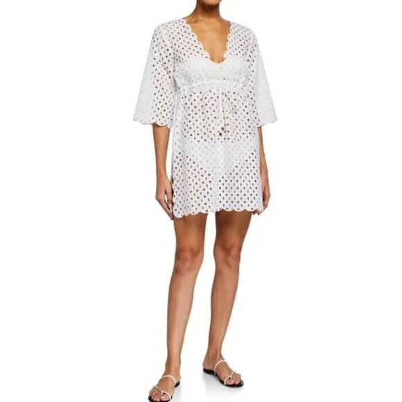 sachin and babi light blue dress Tory Burch broderie anglais beach tunic Embroidered Eyelet Cotton Coverup  Top XS